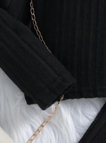 Elladie kids Young Girl Letter Patched High Neck Sweater And Flared Pants 2-Piece Set - Black - View 5