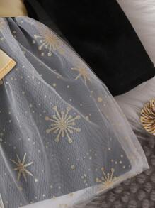 SHEIN New Starry Dress Design Baby Girls' Formal Dress - Black - View 4