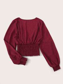 SHEIN LUNE 斑點圖案打褶腰襯衫