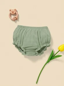 SHEIN Đồ dưới đáy Bé viền lá sen màu trơn - Màu xanh Bạc hà - Xem 1