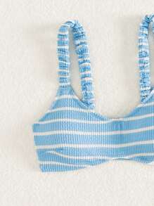 Swim Mod 女士條紋比基尼上衣 - 藍白色 - 查看 3