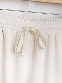 SHEIN Unity Plus Size Plain Drawstring Waist Pants - Apricot - View 5