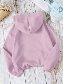 SHEIN EZwear 女士抽绳连帽衫，毕业季、返校季、毕业季、教师节女装、返校季套头衫、秋季卫衣 - 淺灰紫 - 查看 2