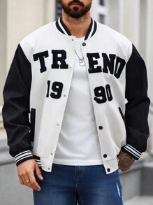 Manfinity Homme Men'S Color Block Baseball Jacket With Embroidery And Toweling