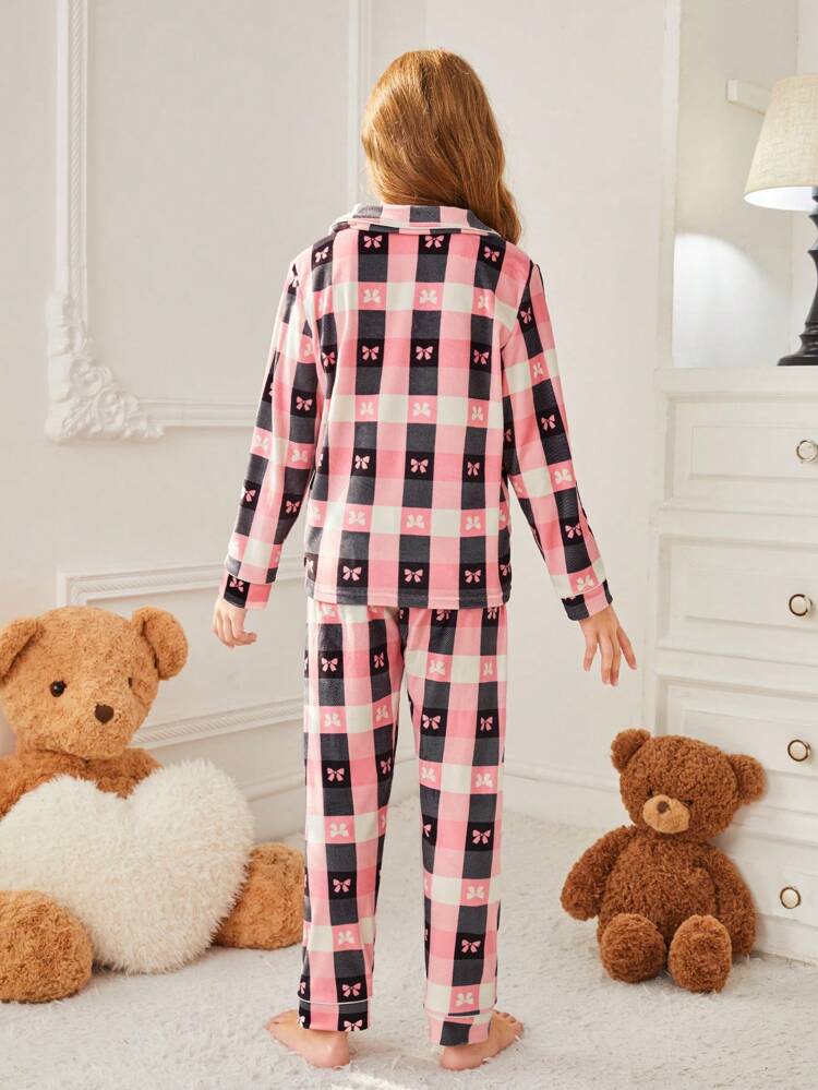 Full Print Tween Girls' Long Sleeve And Pants Home Wear Two-Piece Set