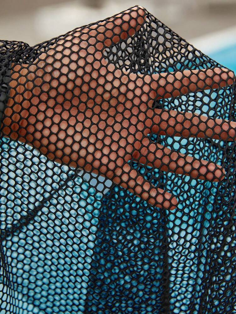 Plus Size Women'S Fishnet Side Tie Cover Up Skirt Summer