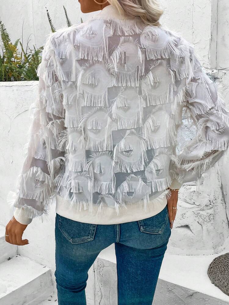 Women's Fringed Baseball Jacket Fall Cloth For Women