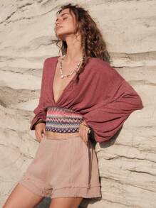 Bohemela Vacation Deep V-Neck Top - Multicolor - View 4