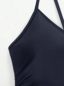 SHEIN Swim 女式中空後背單件泳衣 - 寶藍色 - 查看 8