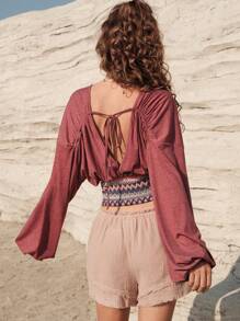 Bohemela Vacation Deep V-Neck Top - Multicolor - View 5