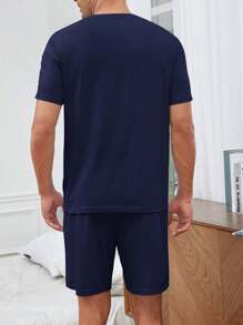 Men Letter Graphic PJ Set / Pajama Set