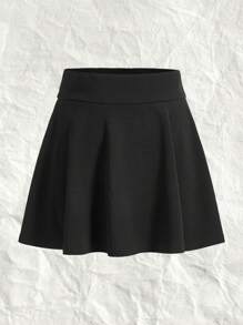 SHEIN EZwear 大码针织纯色缠结裙 - 黑色 - 查看 2