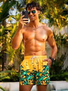 Surfspeed Nam Bản in nhiệt đới Quần short đi biển - Màu vàng - Xem 3