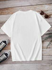 Teen Girls' Casual Simple Letter Print Short Sleeve T-Shirt, Suitable For Summer - White - View 2
