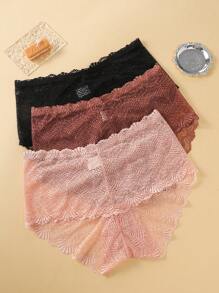 3入組/套大尺碼蕾絲女性內褲組合