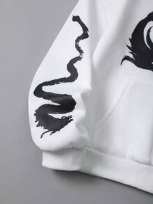 SHEIN EZwear 女款拼色動物印花連帽衫 - 彩色 - 查看 4