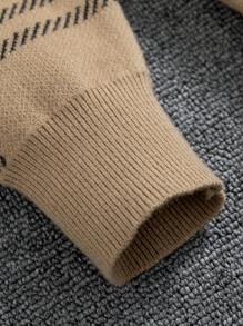 Boys' Striped Pattern Cardigan, Autumn & Winter - Apricot - View 6