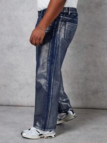 Manfinity VCAY Quần Jeans Ống Thẳng Không Cần Ủi Cho Nam Size Lớn - Bạc - Xem 4