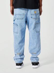 SUMWON 直筒版型木匠牛仔裤 - 藍色 - 查看 4