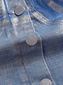 SHEIN MOD Plus Size Women'S Denim Vest With Button Front And Lapel - Gold - View 4