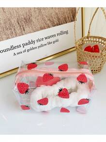 Strawberry Clear Square Makeup Bag - Clear - View 1