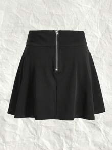 SHEIN EZwear 大码针织纯色缠结裙 - 黑色 - 查看 1