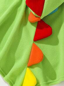 SHEIN 新生嬰兒男童卡通恐龍角形帽衫披風 - 綠色 - 查看 7