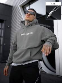 男士時尚美式風格連帽衫 - 深灰色 - 查看 1