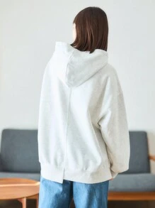 FRIFUL 女式純色落肩連帽衫 - 淺灰色 - 查看 5