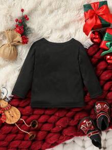 Fashionable Baby Girls' Basic T-Shirt - Black - View 2