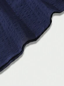 SHEIN Clasi 正面紐帶飄袖深 V 領連身裙 - 藏蓝色 - 查看 7