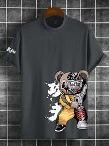Manfinity Homme Men's Cartoon Printed T-Shirt - Dark Grey - View 4