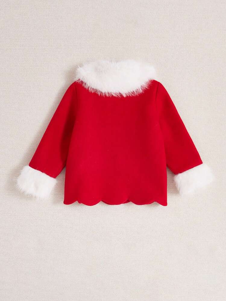 Little Girls' Woven Solid Color Spliced Collar Loose Elegant Coat