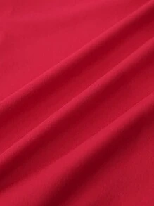 SHEIN LUNE 2024新年春節字母和數字印花圓領長袖女士T恤 - 紅色 - 查看 3