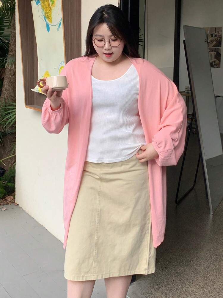 Dazy Plus Women's Lantern Sleeve Cardigan