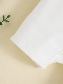 SHEIN Baby Boys' Cartoon Animal Pattern Short Sleeve Romper - White - View 3