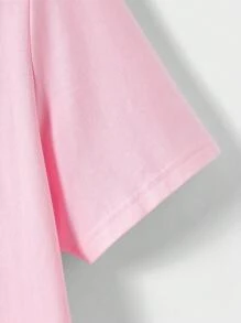 GENTILAND 男士粉色針織休閒圓領短袖t恤,印有口號圖案 - 彩色 - 查看 3