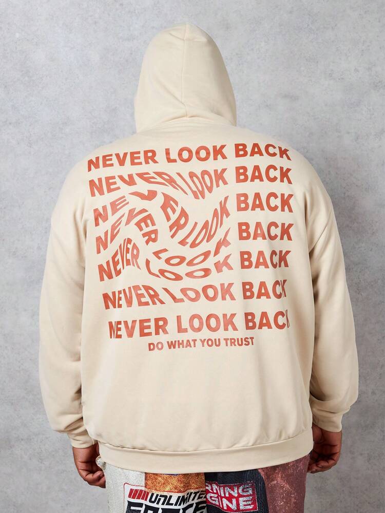 Loose Fit Men's Plus Size Knitted Hooded Sweatshirt For Casual Wear, For Fall Winter