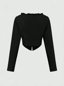 SHEIN Unity Women'S Asymmetric Hem Blouse With Frill Trim