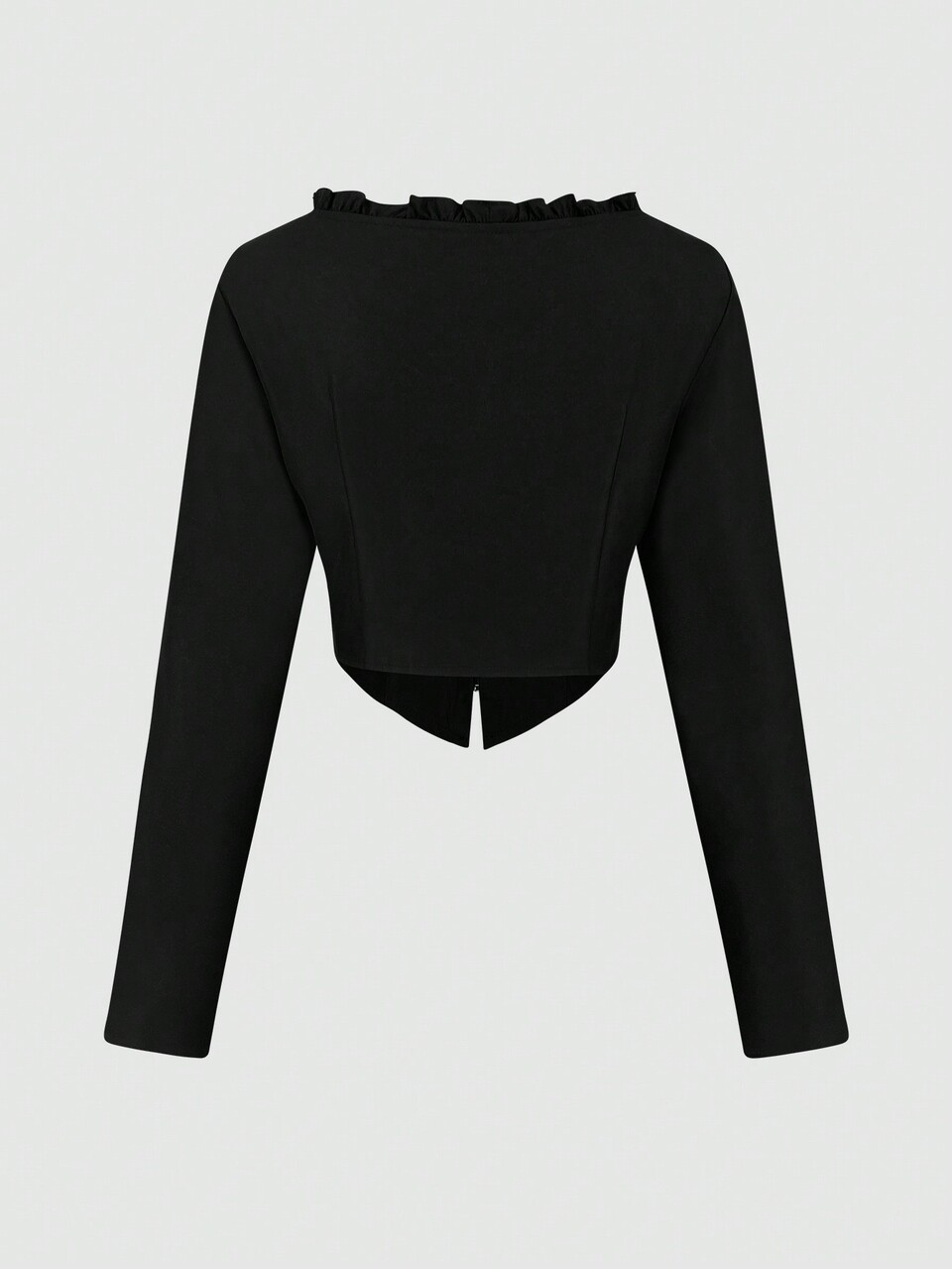 Women'S Asymmetric Hem Blouse With Frill Trim