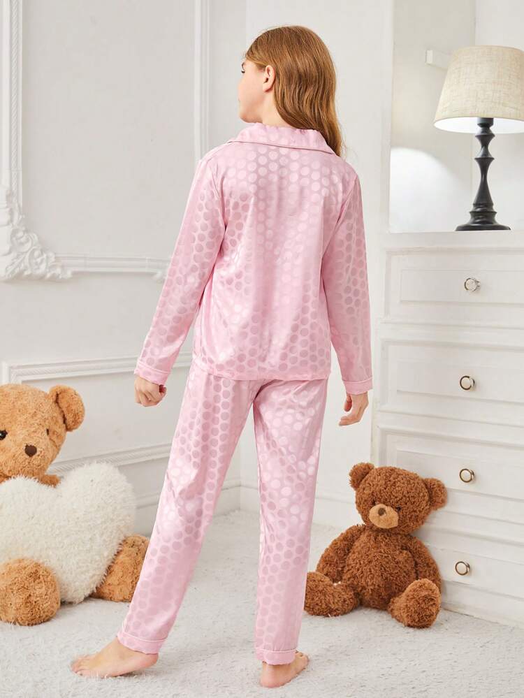 Tween Girls' Polka Dot Printed Satin Home Clothing Set
