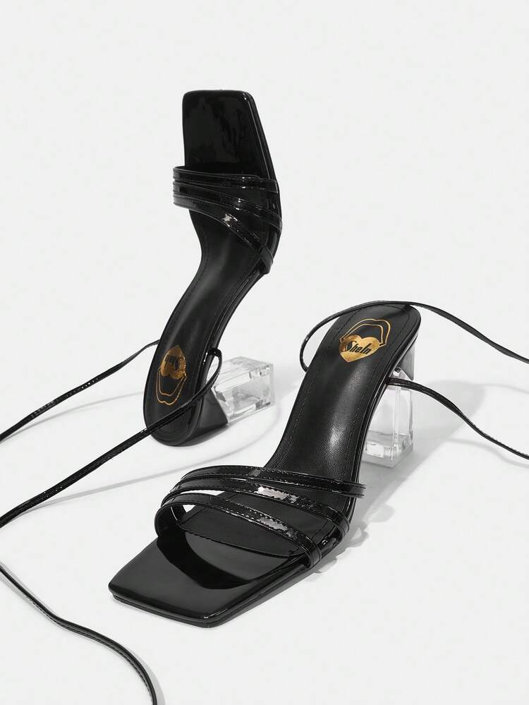 Women's Black Fashion Square Toe Chunky Mid Heel, Suitable For Party Occasions