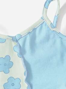 SHEIN Bộ đồ Em bé Xù nhỏ Hoa - Màu xanh nhạt - Xem 4