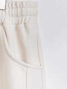 SHEIN Unity Plus Size Plain Drawstring Waist Pants - Apricot - View 4