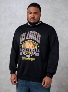 GENTILAND Loose Fit Men's Plus Size Knit Casual Round Neck Sweatshirt - Black - View 1