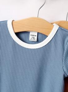 SHEIN Cute Multicolor Edge & Footed Bodysuit For Baby Boys - Multicolor - View 4