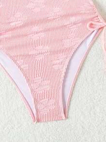 Swim Mod Traje De Baño De Una Pieza Con Cuello Halter De Color Liso - Rosa - Ver 7