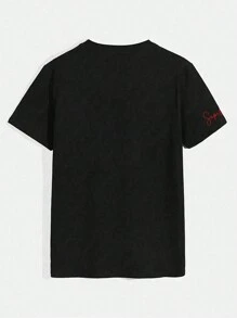 男款圓領休閒通勤t恤 - 黑色 - 查看 2