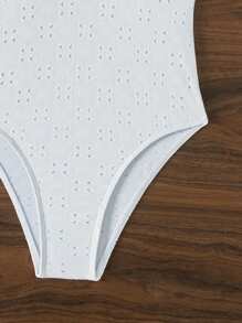 SHEIN Swim Summer Beach Solid Color Underwire One-Piece Swimsuit With Crossed Back Wedding - White - View 6