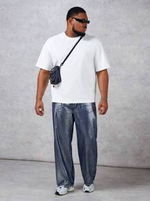 Manfinity VCAY Quần Jeans Ống Thẳng Không Cần Ủi Cho Nam Size Lớn - Bạc - Xem 5